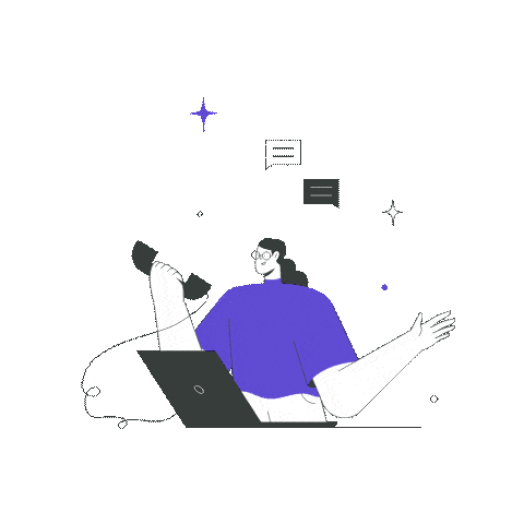 An illustration of a woman with a laptop on her lap exploring sextech options.