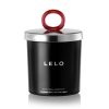 A black jar with the word Lelo Black Flickering Touch Massage Candle (Pepper And Pomegranate) on it.