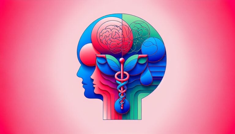 The connection between mental health and sexual health An illustration of a human head with interconnected brain and reproductive system, symbolising the link between mental health and sexual wellbeing, highlighting the importance of holistic health.