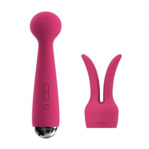 A pink and black Svakom Emma Heating Magic Wand-Red displayed side by side.