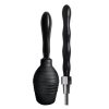 A black-handled Commander Anal Douche Set with a shower attachment.