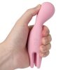 Hand holding Svakom Nymph Silicone Multi-function Clitoral Vibrator.