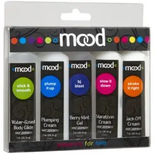 A package of Doc Johnson Mood Pleasure for Him nail polishes.