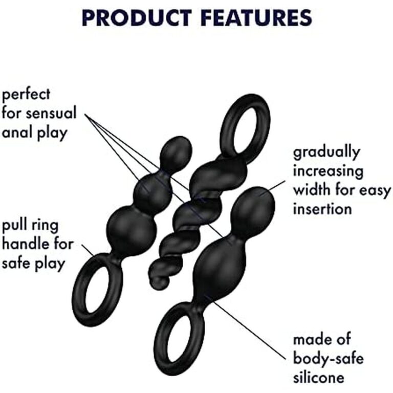 Satisfyer Booty Call Set Of 3 Black Anal Plugs Butt Plug Kits Silicone detail