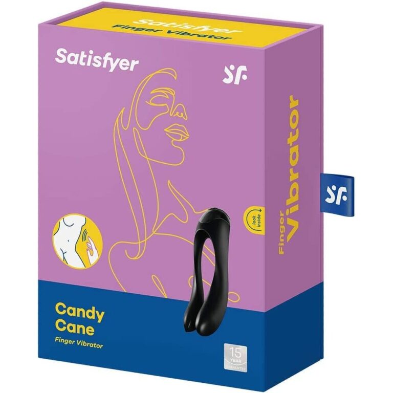 Enhanced SEO-friendly ALT tag: Close-up of Satisfyer Candy Cane finger vibrator, ideal for intimate pleasure, discreet and easy to use, perfect for enhancing personal intimacy and sexual wellness.