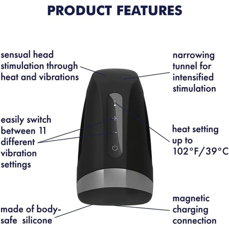 Satisfyer Men Heat And Vibration Masturbator Vibrating and Stroking Black Silicone detail