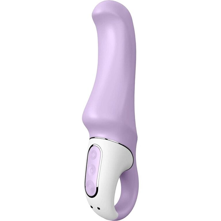 Vibrator sex toy with ergonomic design, soft purple silicone material, and adjustable settings for personalized pleasure. Perfect for solo or partner use, promoting sexual wellness and satisfaction.