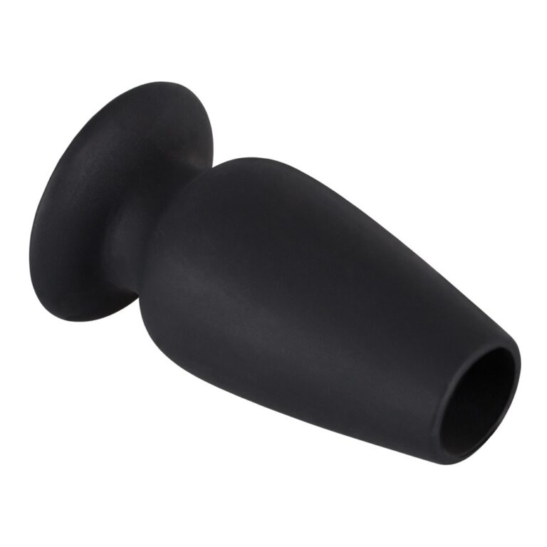 Black silicone anal plug designed for adult pleasure, featuring a smooth, body-safe material for comfortable insertion and easy cleaning. Perfect for enhancing intimacy and exploring new sensations.
