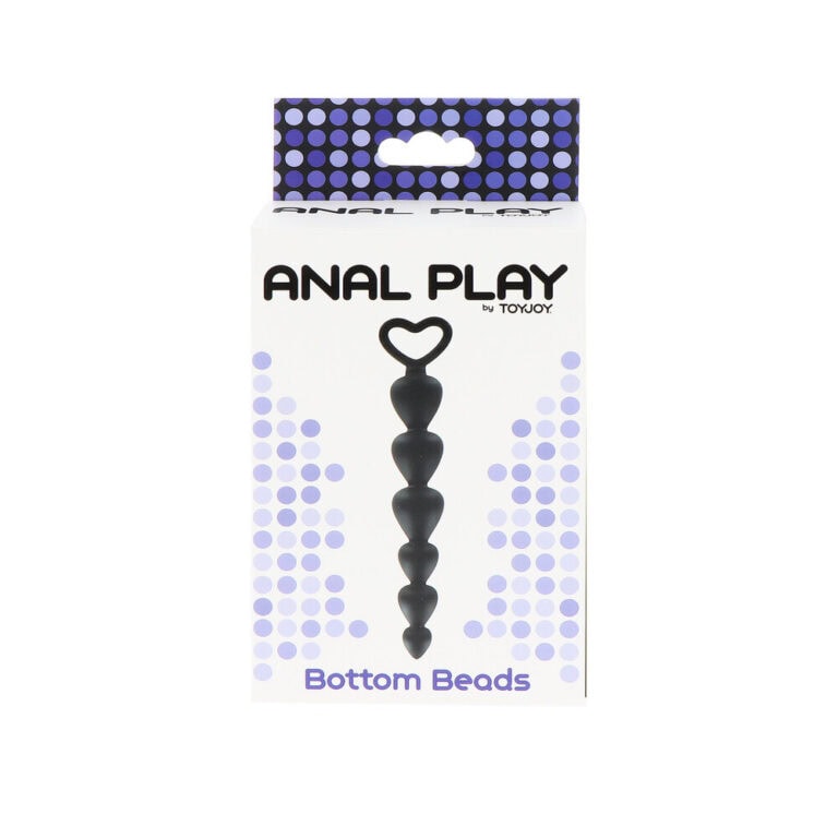 Discreet black anal beads with a heart-shaped handle, designed for anal stimulation and pleasure. Perfect for beginners and experienced users seeking safe, high-quality anal toys.