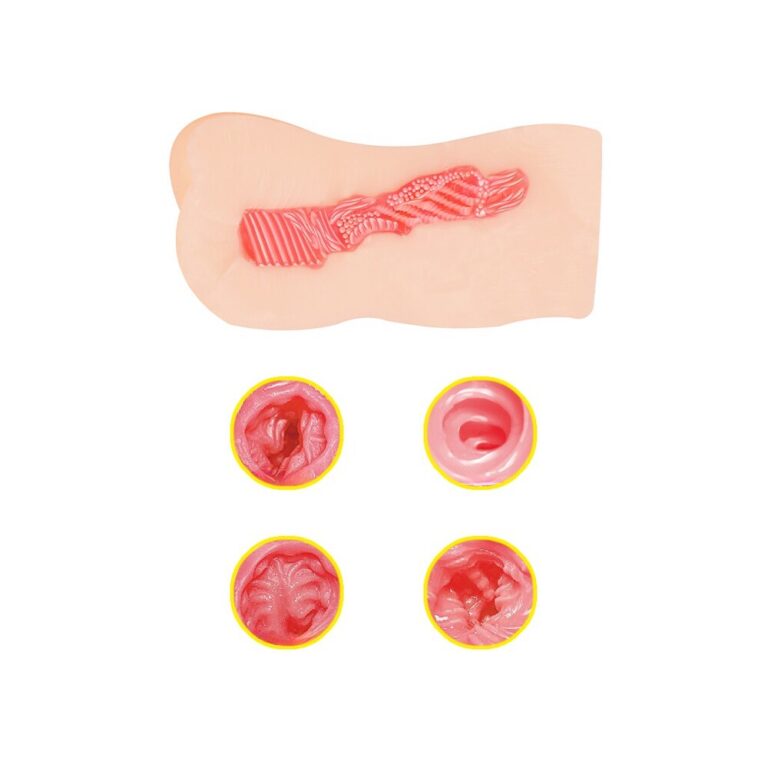 Flesh pink masturbator with realistic feel material and detailed opening