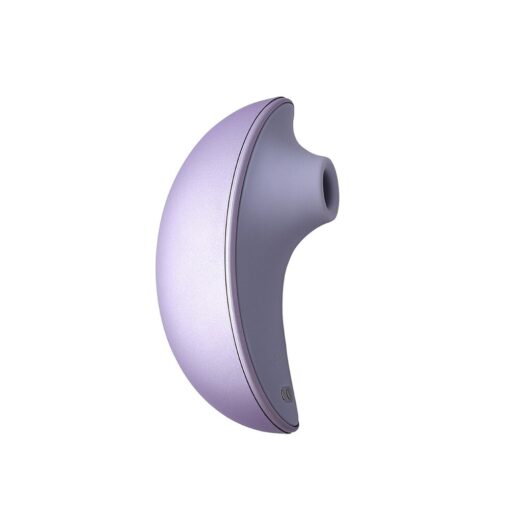 A purple earbud on a white background.