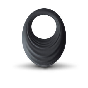 A black shaped ring on a white background.