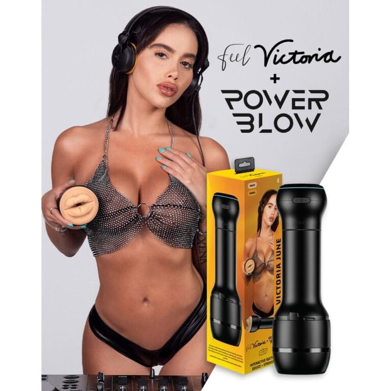 Kiiroo Combo Interactive Powerblow Victoria June masturbator in flesh brown realistic-feel material