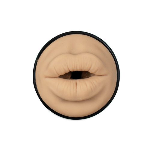A doll with a beige lip on a white background.