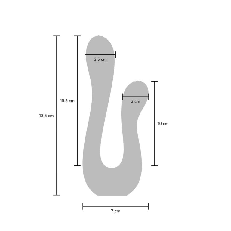 Vibrator with detailed dimensions including length, width, and curvature for optimal sexual wellness and adult pleasure. Designed for comfort and effective stimulation, ideal for personal use.