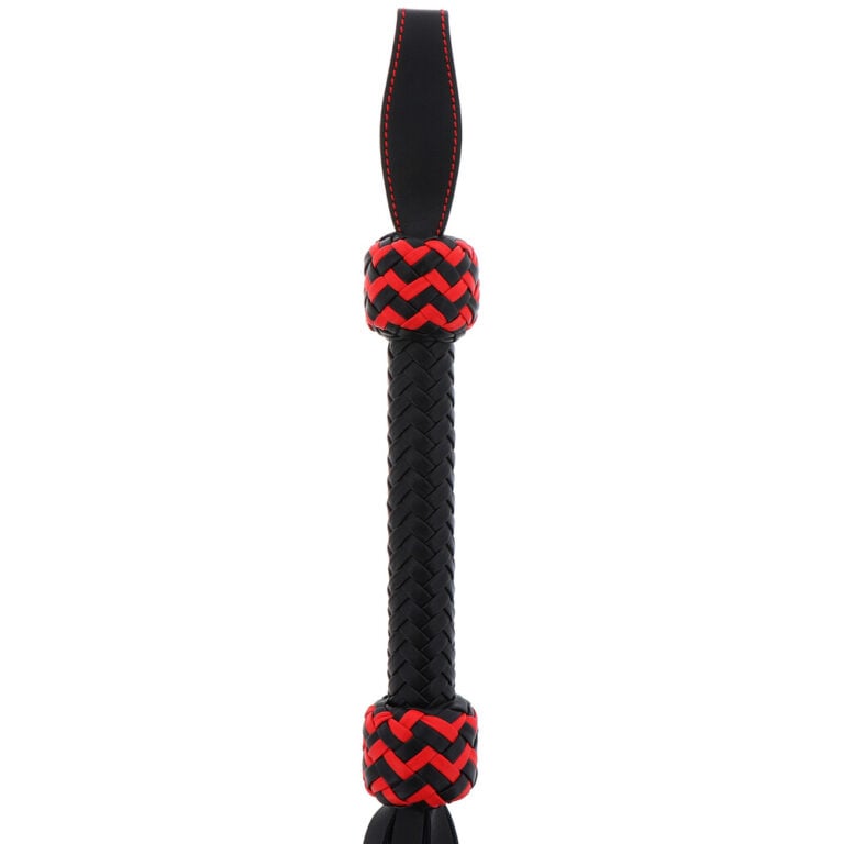An SEO-friendly ALT tag for a BDSM toy featuring a black and red woven design, ideal for adult intimacy and fetish play, emphasizing quality and safety.