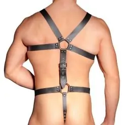 Alternative view of Mens Leather Adjustable Harness With Cock Ring