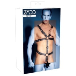 Mens Leather Adjustable Harness With Cock Ring - Image 4