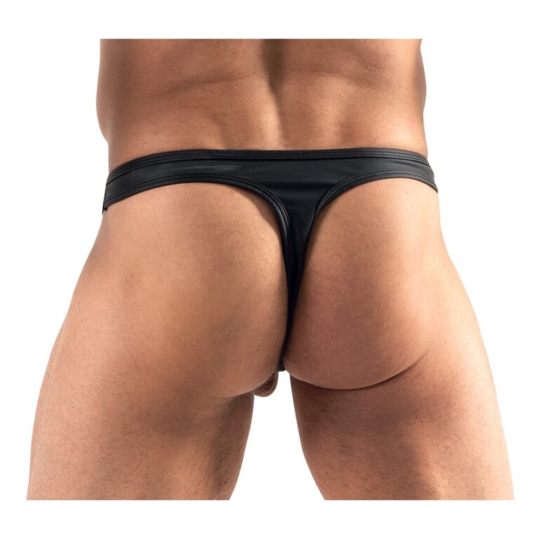 SEO-friendly ALT tag: Close-up of men's black erotic underwear highlighting sensual design and premium quality, perfect for intimate occasions and enhancing sexual confidence.