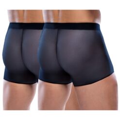 SEO-friendly ALT tag: Close-up of men's black sheer lingerie shorts highlighting comfort and sensual appeal, perfect for intimate wear and enhancing confidence.