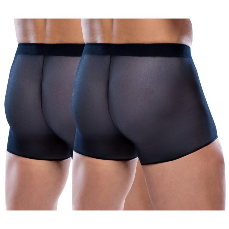 SEO-friendly ALT tag: Close-up of men's black sheer lingerie shorts highlighting comfort and sensual appeal, perfect for intimate wear and enhancing confidence.