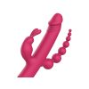A pink dildo with a long tail.