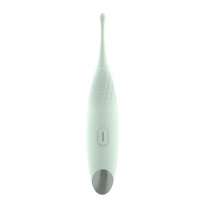 A white electric toothbrush on a white background.
