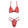 A red lingerie set with a lace pattern.
