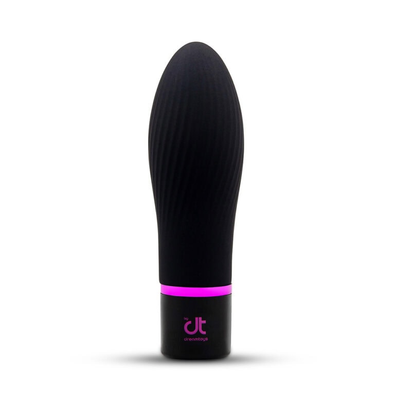Black silicone personal massager with pink accent, designed for intimate pleasure and stimulation, ideal for enhancing sexual wellness and exploring new sensations.