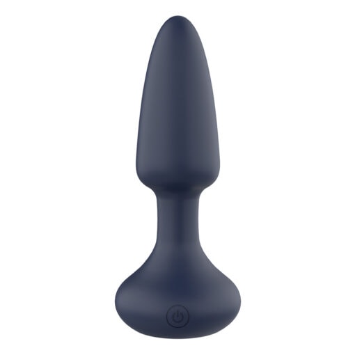 A blue sex toy on a white background.