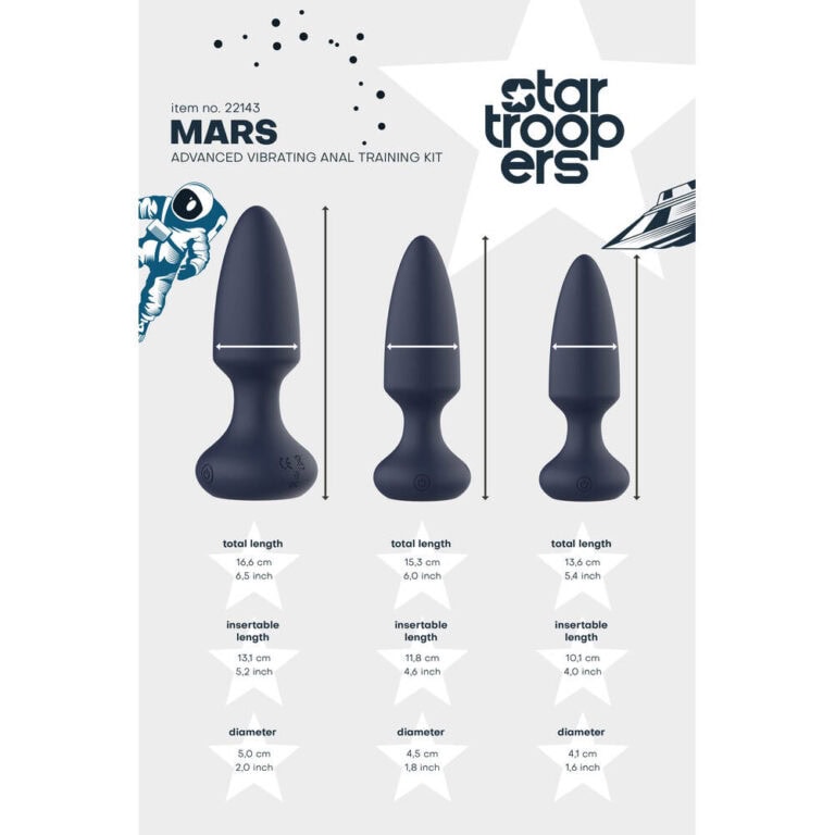 SEO-friendly ALT tag: High-quality Mars Advanced Vibrating Anal Training Kit for enhanced pleasure and anal training, featuring three sizes for gradual progression, ideal for adult intimacy and sexual.
