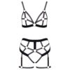 A black and white lingerie set is shown.