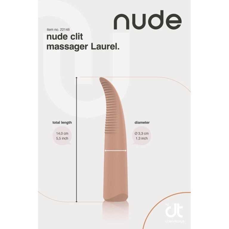 Elegant nude clit stimulator for intimate pleasure and sexual wellness. Compact design, 14 cm long, 3.3 cm diameter, perfect for discreet use and targeted stimulation.
