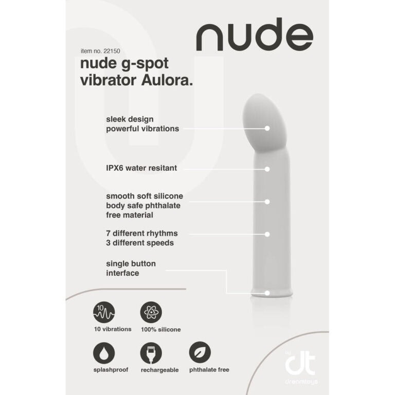 Aulora G-spot vibrator featuring sleek design, powerful vibrations, and 7 rhythms with 3 speeds. Made from soft silicone, waterproof (IPX6), rechargeable, phthalate-free, and body-safe for enhanced pl.