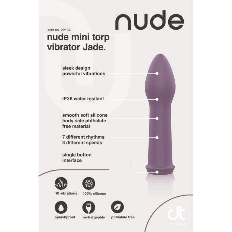 SEXTCH.CO.UK - Nude mini torp Jade vibrator with sleek design, powerful vibrations, waterproof IPX6, soft silicone body, 7 rhythms, 3 speeds, single button control, rechargeable, phthalate-free, splas.