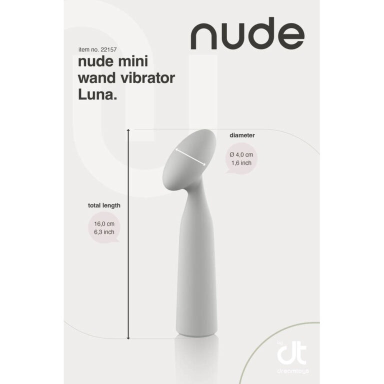 Compact nude mini wand vibrator Luna, designed for intimate pleasure and targeted stimulation, featuring a 4.0 cm diameter and 16.0 cm total length for versatile use.