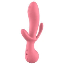 A pink toy with a long tail.