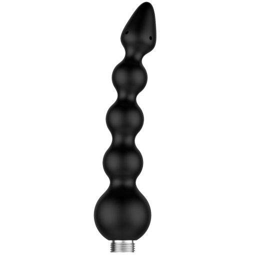 A black plastic dildo with a black handle.