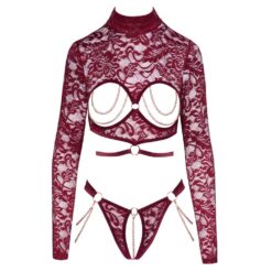 Abierta Fina Open Red Lace Body - Image 3