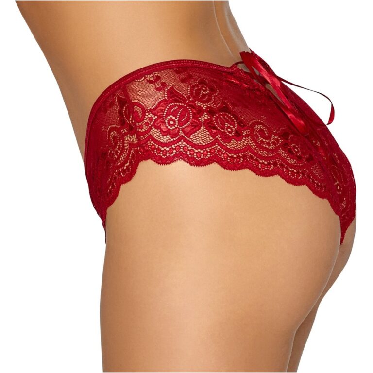Elegant red lace women's underwear with intricate floral patterns and a delicate bow detail. Perfect for enhancing intimacy and adding a touch of luxury to your bedroom wardrobe.
