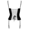 A black corset with straps on the back.