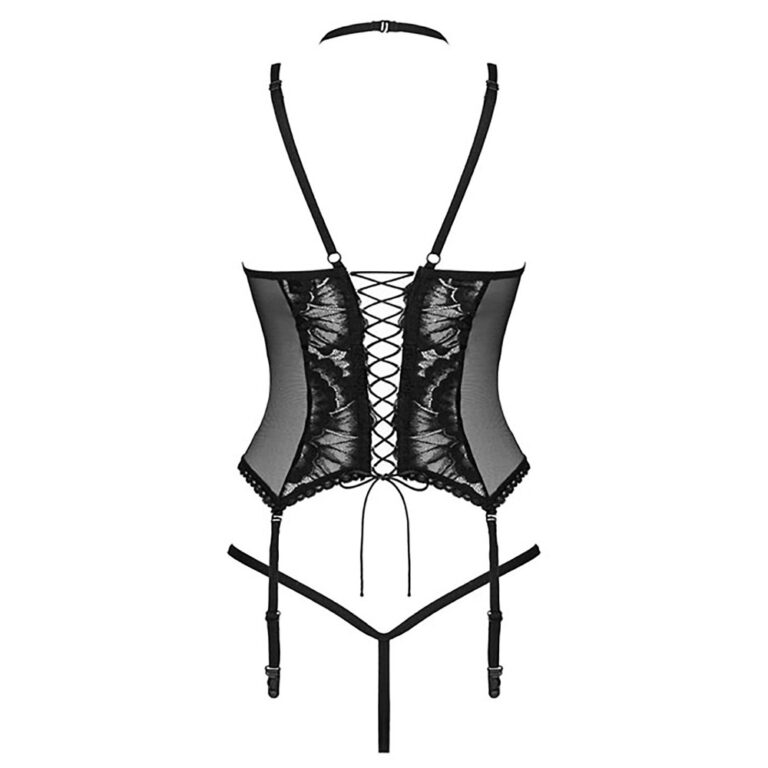 Lingerie harness featuring lace details, adjustable straps, and a provocative design, perfect for intimate wear and enhancing sensual experiences.