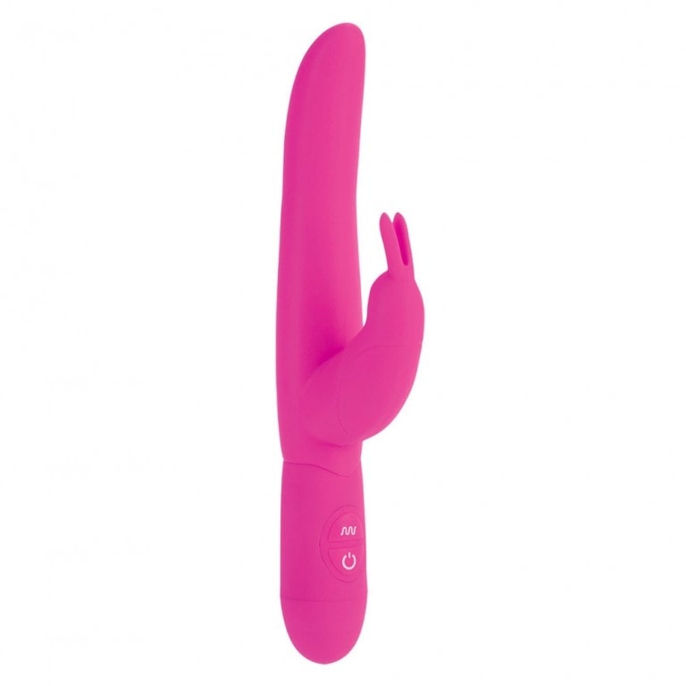 Enhanced pink bunny vibrator with ergonomic design for targeted pleasure and versatile use. Perfect for intimate moments, featuring quiet operation and multiple vibration settings.