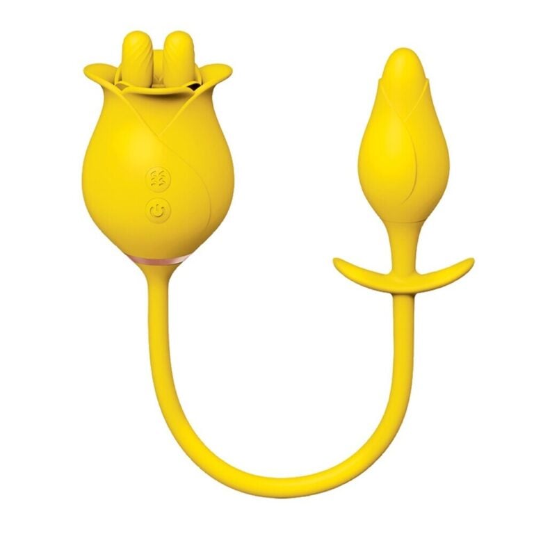Innovative yellow pleasure blossom vibrator designed for couples, offering enhanced intimacy and stimulation with ergonomic shape and flexible features.