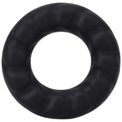 A black rubber ring on a white background.
