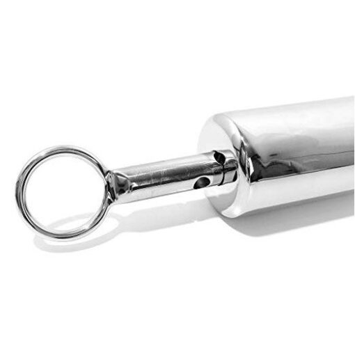 A stainless steel ball chain with a key ring.