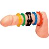 A dildo with different colored rings on it.