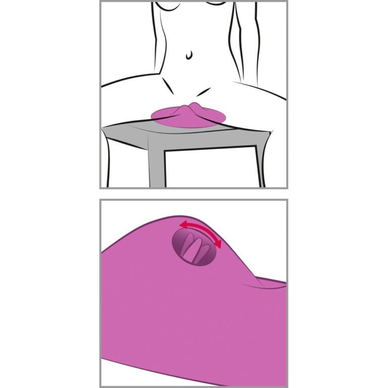 Illustration of a woman using a purple intimate pleasure device, highlighting its ergonomic design and targeted stimulation features for enhanced sexual wellness.