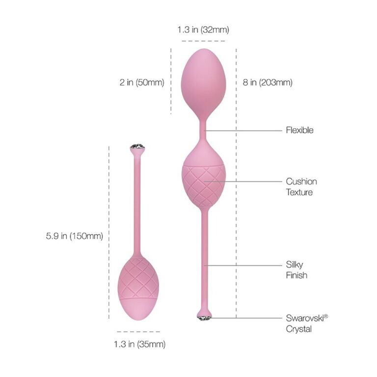 Kegel exercise ball with cushion texture, flexible design, and silky finish for enhanced pelvic floor strengthening and sexual health. Made with Swarovski® crystal accents for a luxurious touch.