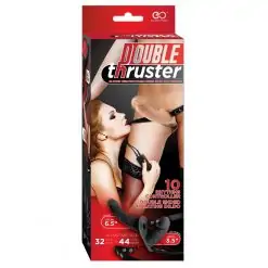 Double Thruster Vibrating Double Ended Dildo with Harness - Image 2: Side view highlighting the harness attachment.